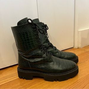 Aquatalia Green Croc Hana Boot